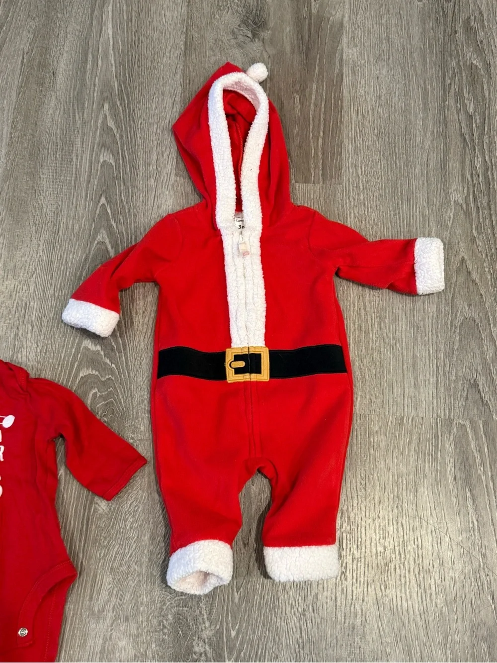 Baby Christmas Outfits Size 0-3 Months / Santa Suit and Long Sleeve Onesie